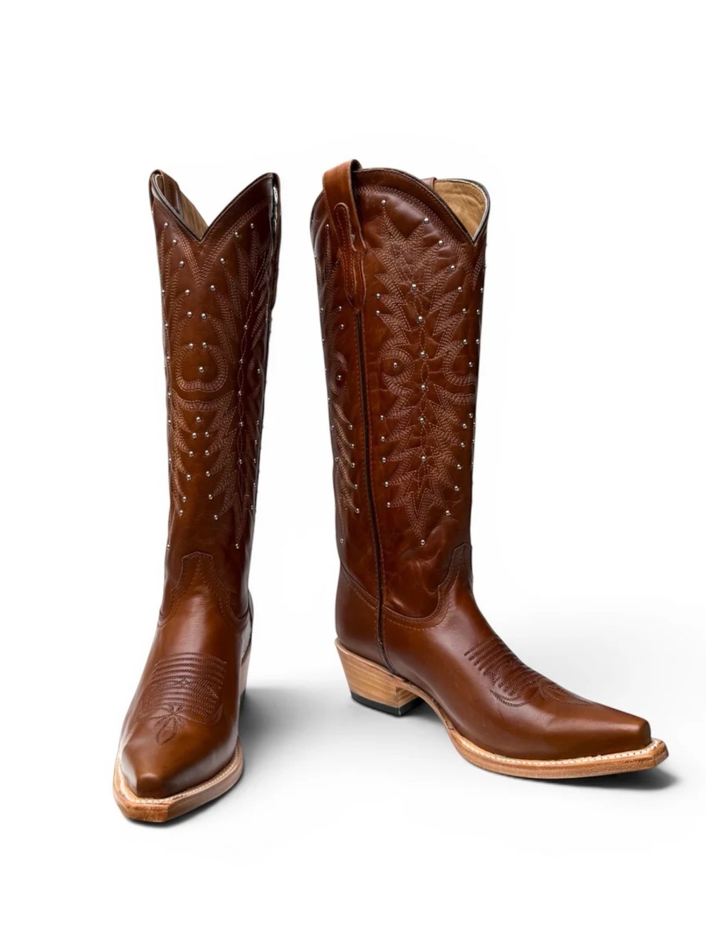 Stonedro Boots - The Stella Leather/Studded Embroidered Western Boots